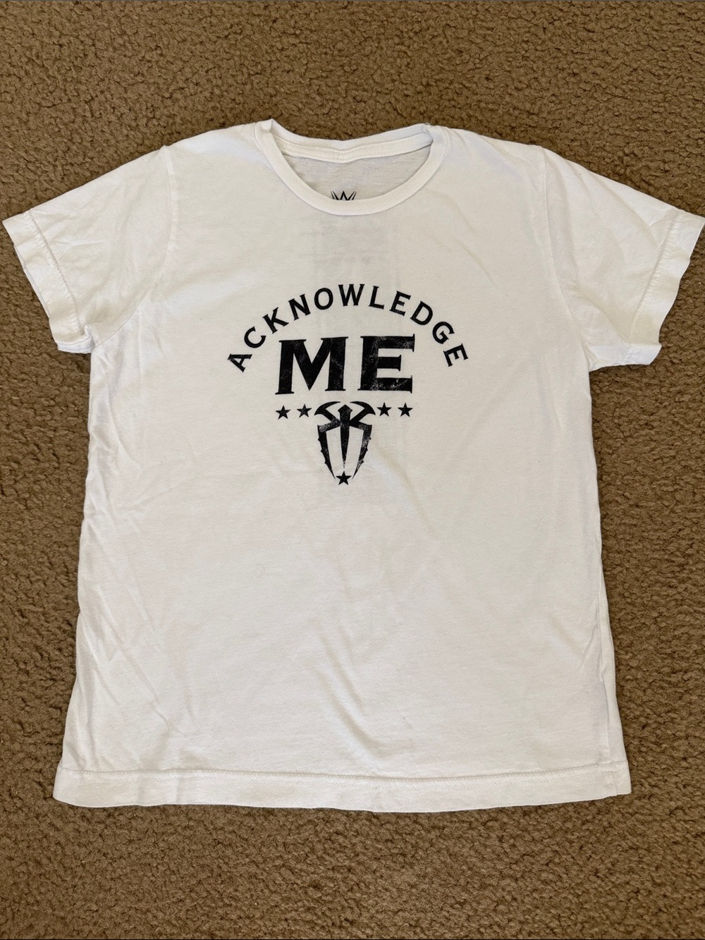 Boy’s WWE White Tee with Black 'ACKNOWLEDGE ME' Graphic